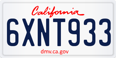 CA license plate 6XNT933