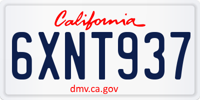 CA license plate 6XNT937