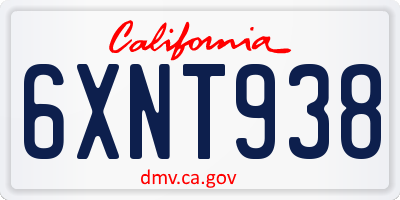 CA license plate 6XNT938