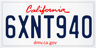CA license plate 6XNT940