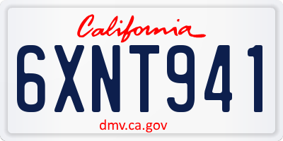 CA license plate 6XNT941