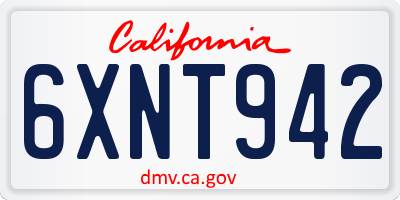 CA license plate 6XNT942