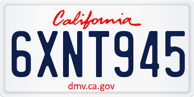 CA license plate 6XNT945