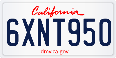 CA license plate 6XNT950
