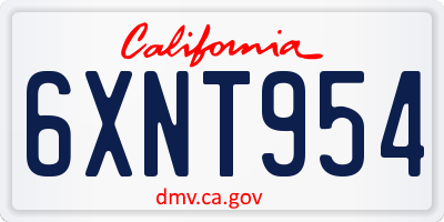 CA license plate 6XNT954