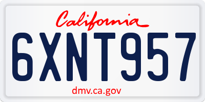 CA license plate 6XNT957