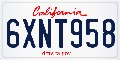 CA license plate 6XNT958