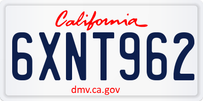 CA license plate 6XNT962