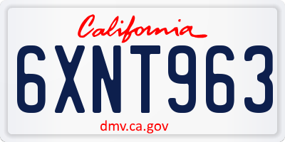 CA license plate 6XNT963