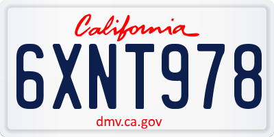 CA license plate 6XNT978