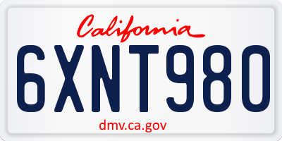 CA license plate 6XNT980