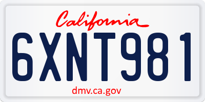CA license plate 6XNT981