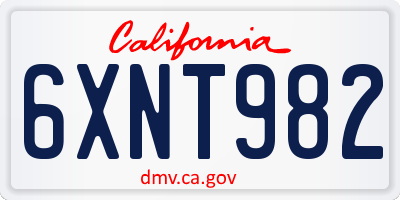 CA license plate 6XNT982
