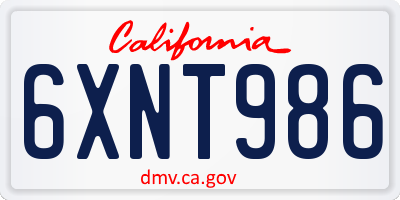 CA license plate 6XNT986