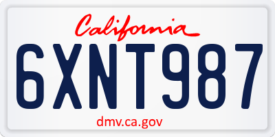 CA license plate 6XNT987