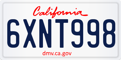 CA license plate 6XNT998