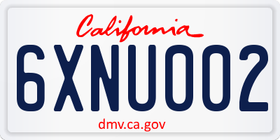 CA license plate 6XNU002