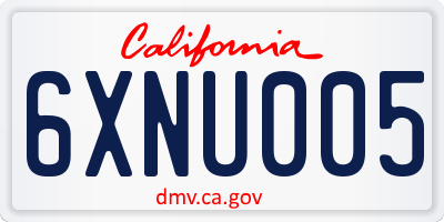 CA license plate 6XNU005