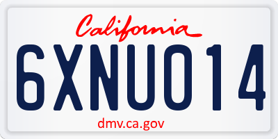 CA license plate 6XNU014