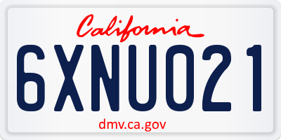 CA license plate 6XNU021
