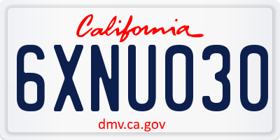CA license plate 6XNU030