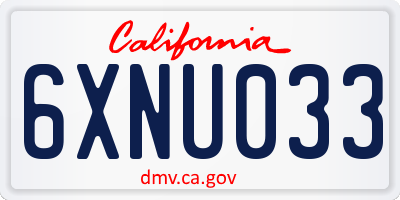 CA license plate 6XNU033