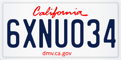 CA license plate 6XNU034