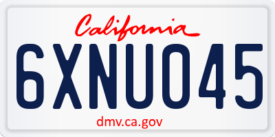 CA license plate 6XNU045