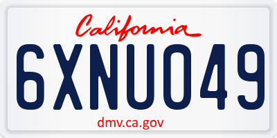 CA license plate 6XNU049