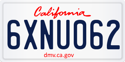 CA license plate 6XNU062