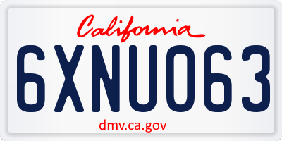 CA license plate 6XNU063