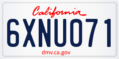 CA license plate 6XNU071