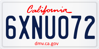 CA license plate 6XNU072