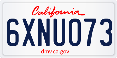 CA license plate 6XNU073
