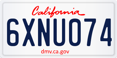 CA license plate 6XNU074