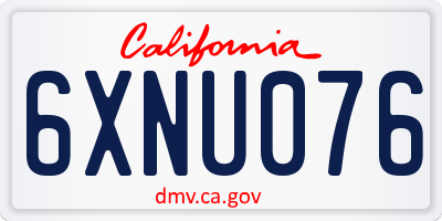 CA license plate 6XNU076