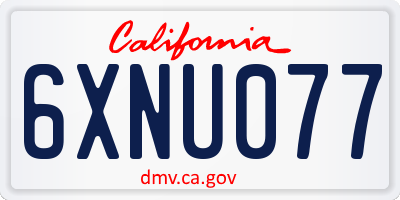 CA license plate 6XNU077