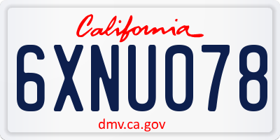 CA license plate 6XNU078