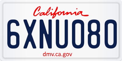 CA license plate 6XNU080