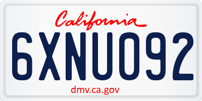CA license plate 6XNU092