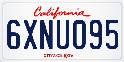 CA license plate 6XNU095