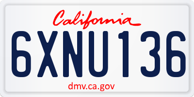 CA license plate 6XNU136