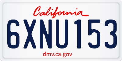 CA license plate 6XNU153