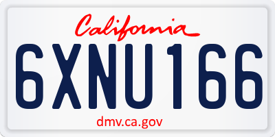 CA license plate 6XNU166
