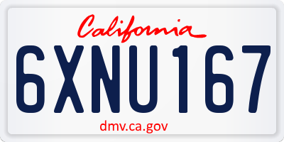 CA license plate 6XNU167