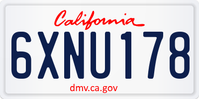 CA license plate 6XNU178
