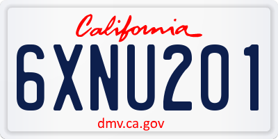 CA license plate 6XNU201