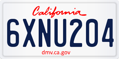 CA license plate 6XNU204