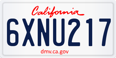 CA license plate 6XNU217
