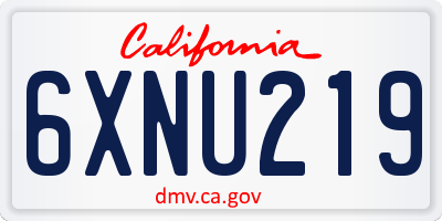 CA license plate 6XNU219